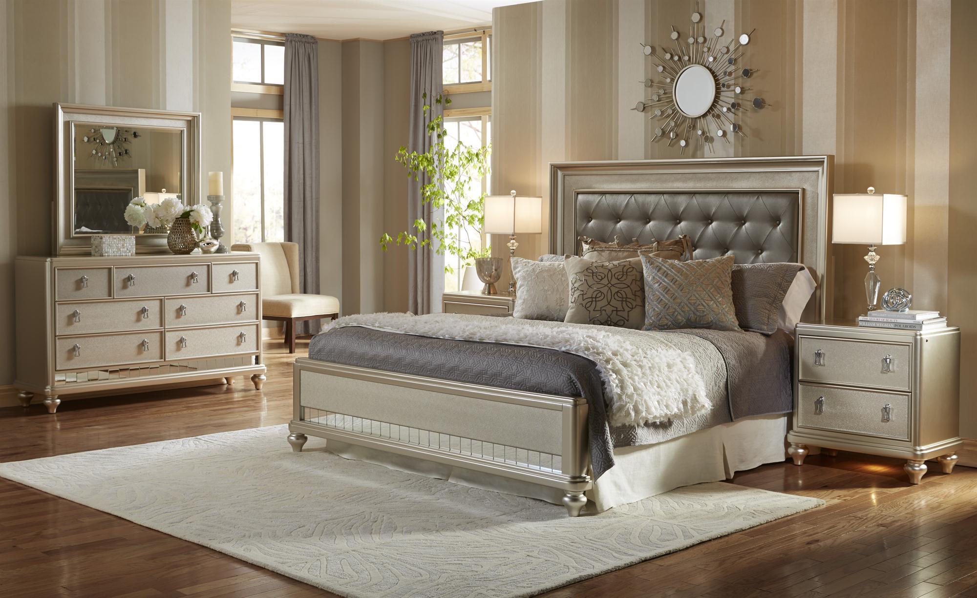Samuel Lawrence Diva Queen Panel Bed w/ Tufted Headboard Royal